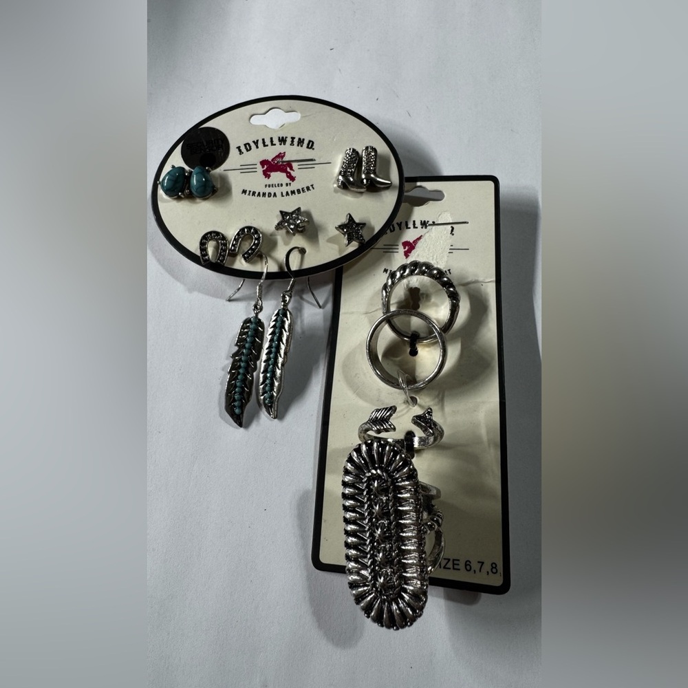 Idyllwind Silver and Teal Earring/Ring Set